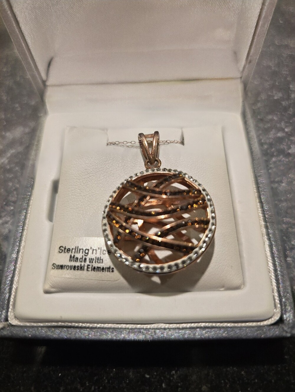 NWT Sterling 'n' Ice Rose Gold & Swarovski Crystal 18" Pendant Necklace